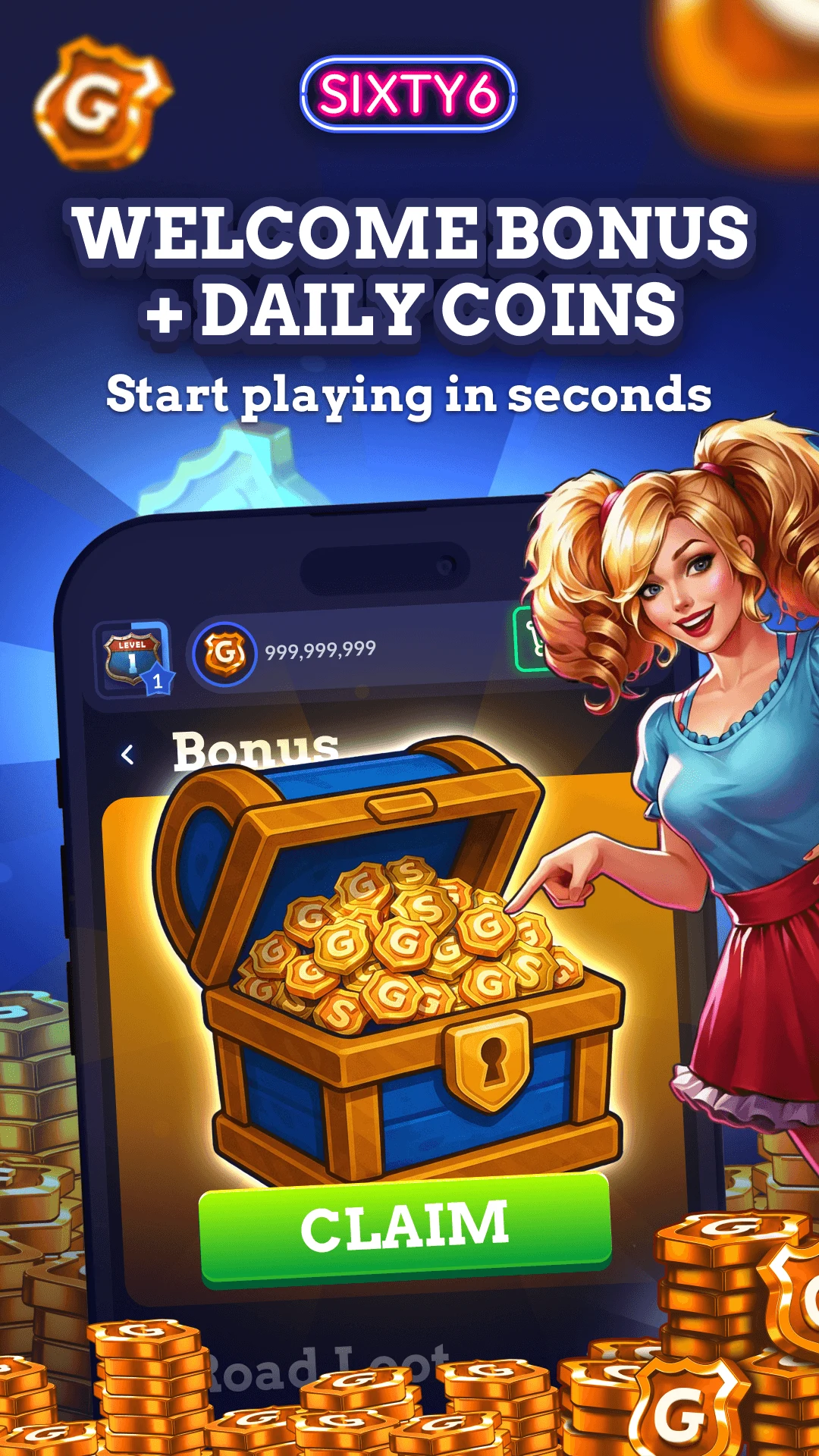 Sixty6 — Social Casino & Slots screenshot